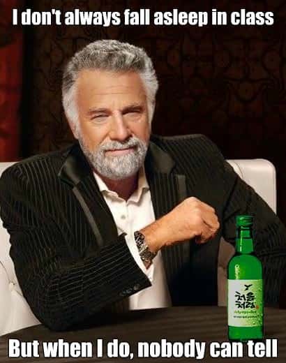 Dos Equis meme falls asleep in class and nobody can tell