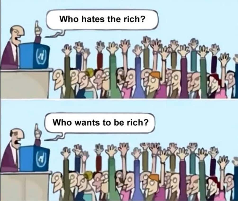 Who wants to be rich meme everyone raises hand