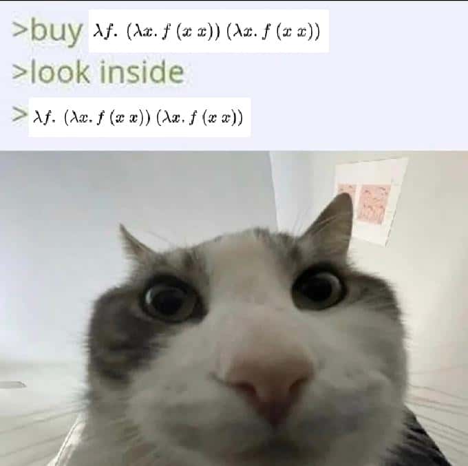 Cat looks inside meme buys lambda and finds more lambda
