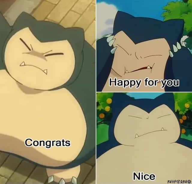 Congrats happy for you meme hiding inner jealousy with strained fake smile