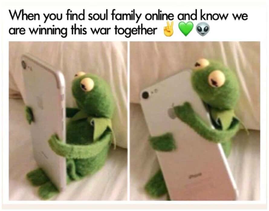 Kermit hugging phone meme finding online soul family