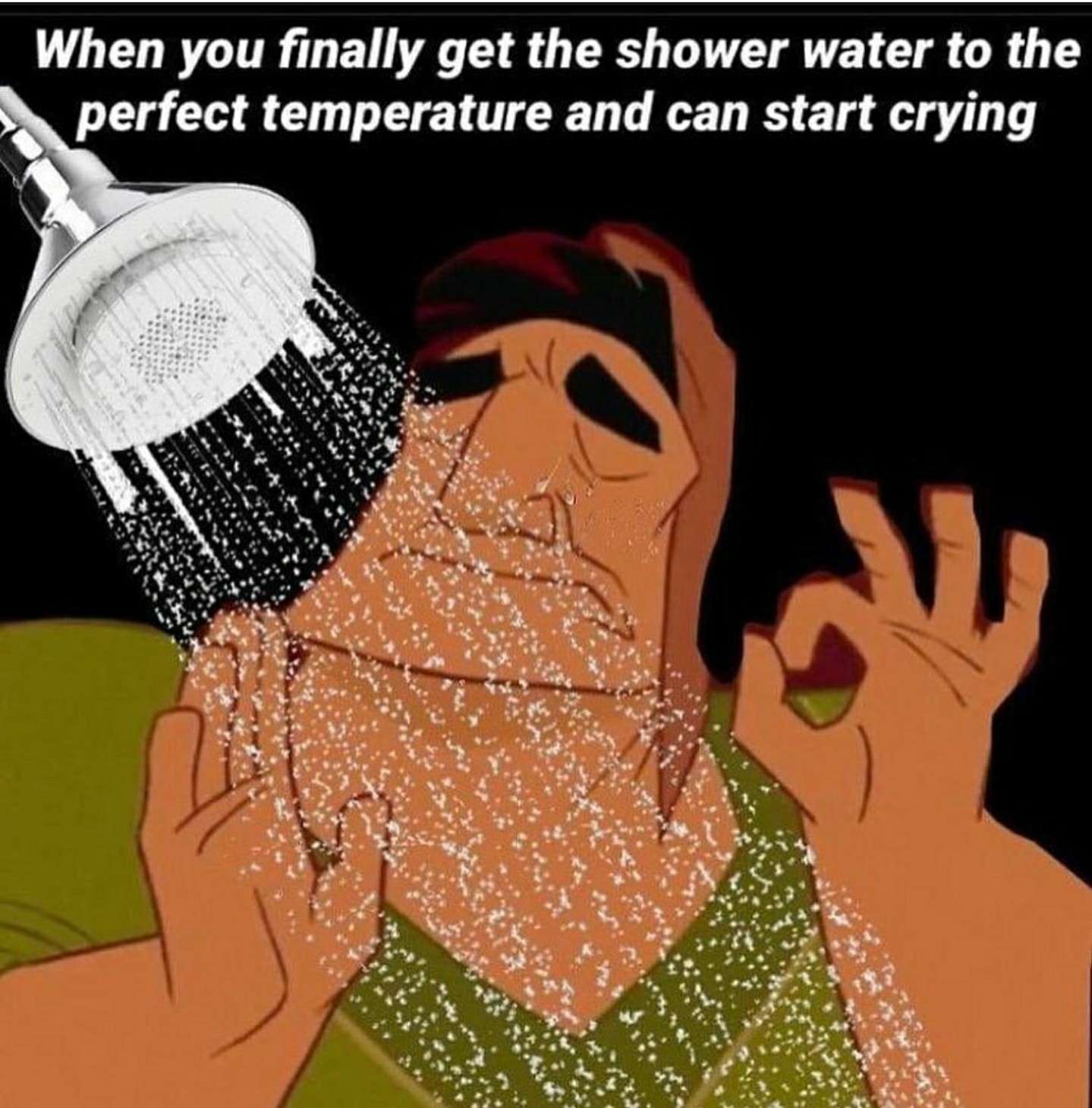 Pacha perfect meme gets shower temp to cry