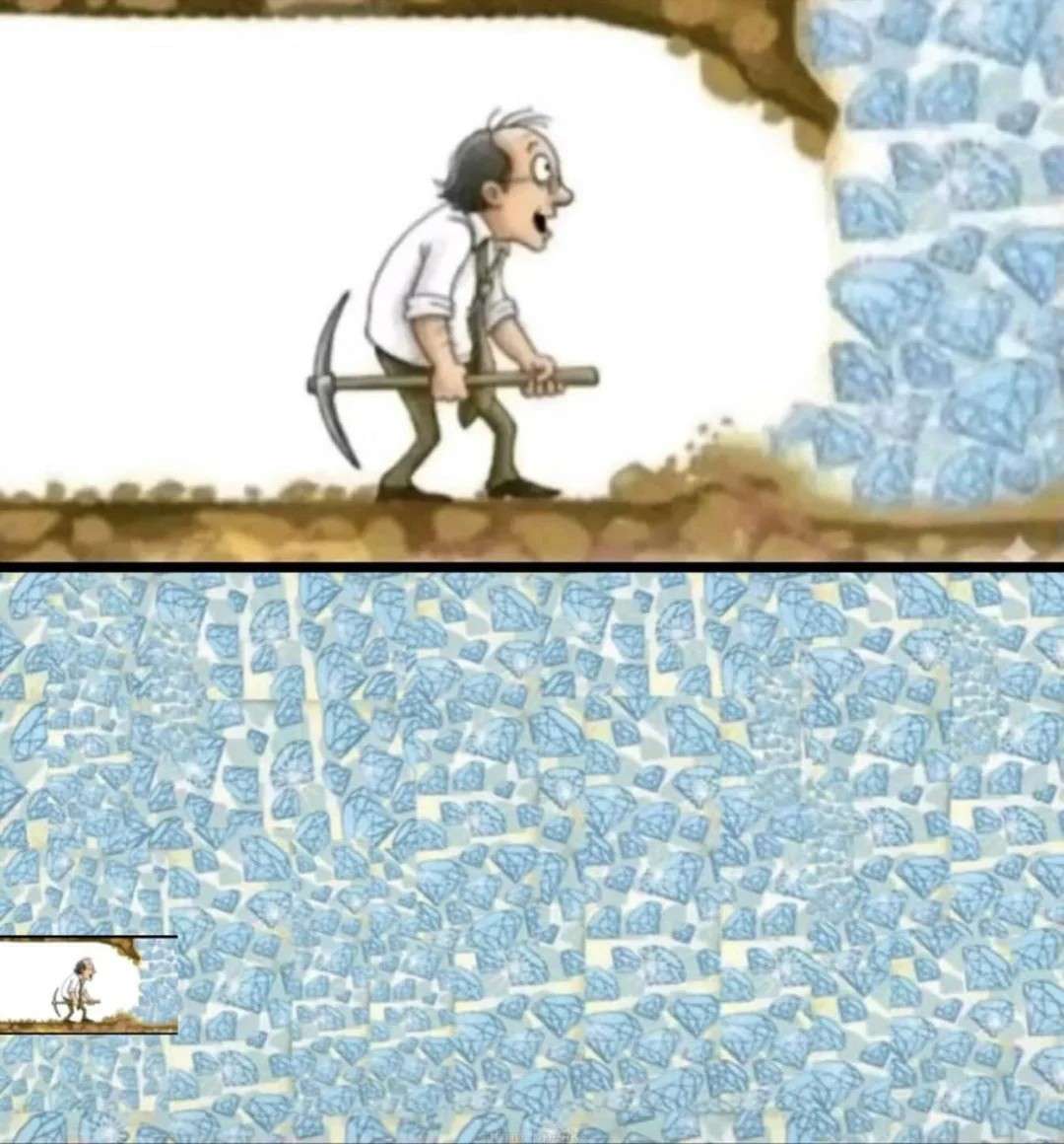 Digging for diamonds meme stops before massive diamond vein