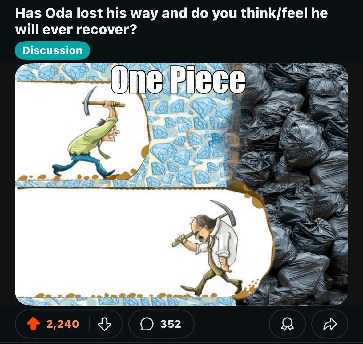 Digging for diamonds meme oda tired making One Piece