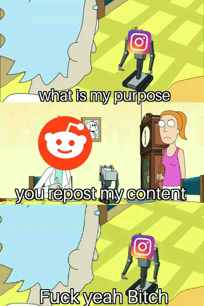 What is my purpose meme reposting content like a boss