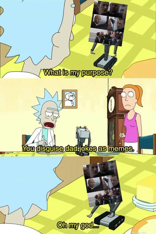 What is my purpose meme disguising dad jokes as memes