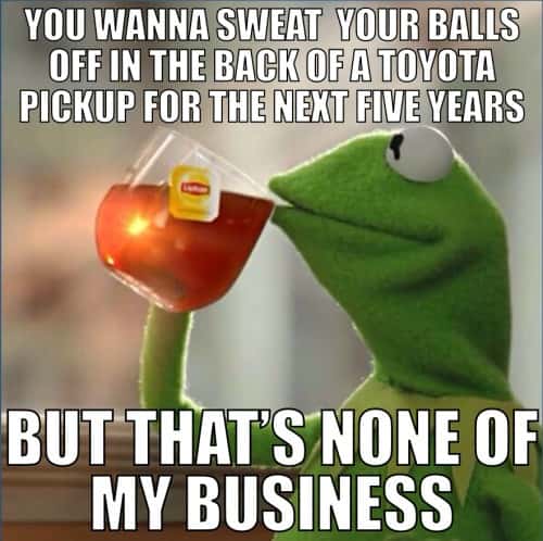 Kermit sipping tea meme ignoring others' toyota pickup struggles Kermit sipping tea meme ignoring others' toyota pickup struggles