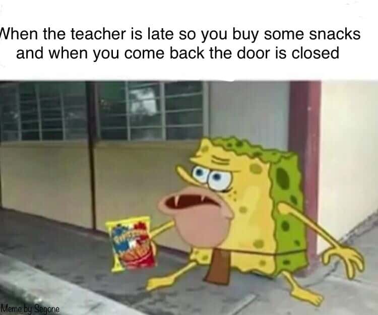 Caveman SpongeBob meme locked out after buying snacks
