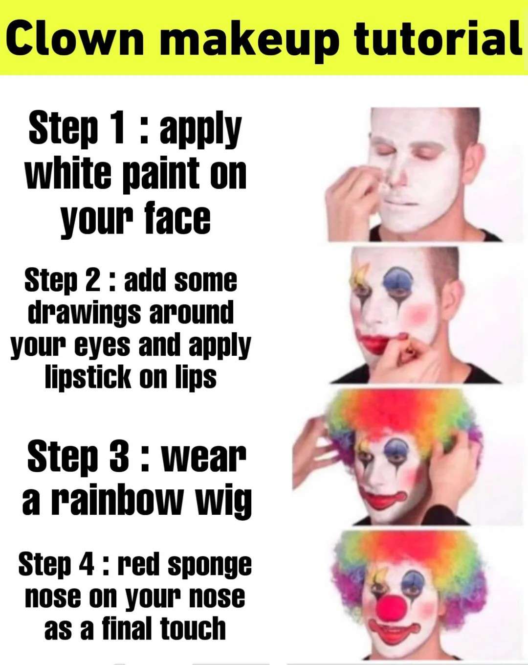 Putting on clown makeup meme guide