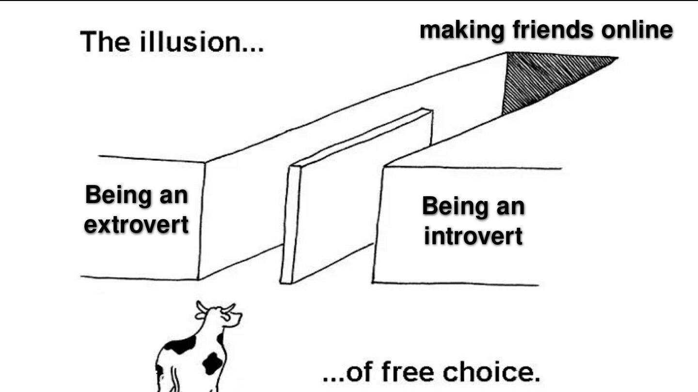 Illusion of Choice meme making friends online introvert
