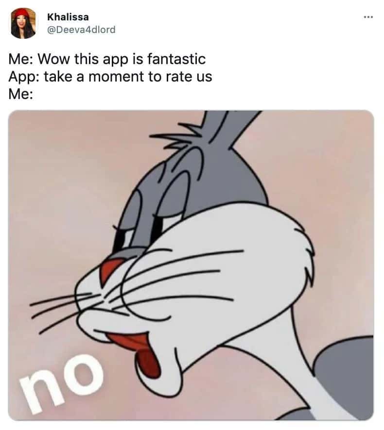 Bugs bunny no meme deny app rating