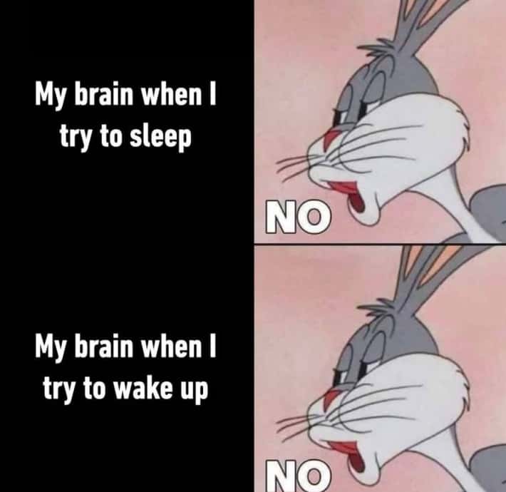 Bugs bunny no meme refuses to sleep and wake up