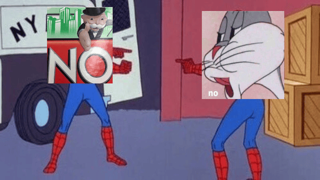 Bugs bunny no meme spidermen say no