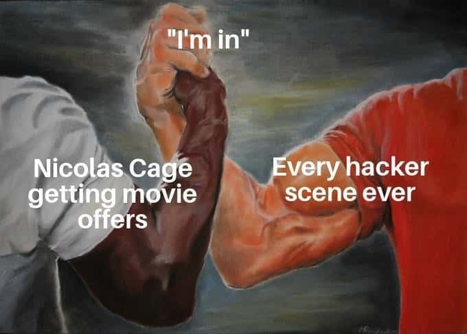 Epic handshake meme nicolas cage takes all hacker movie offers