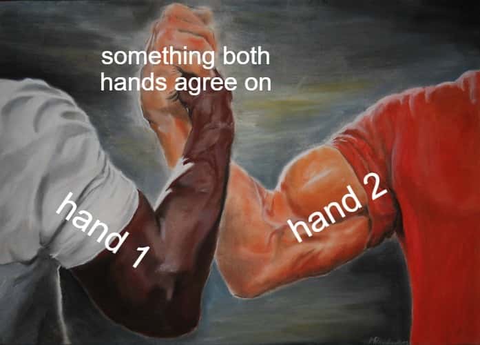 Epic handshake meme two hands agree on something