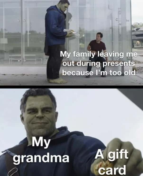 Hulk taco meme gets left out during presents gift card Hulk taco meme gets left out during presents gift card