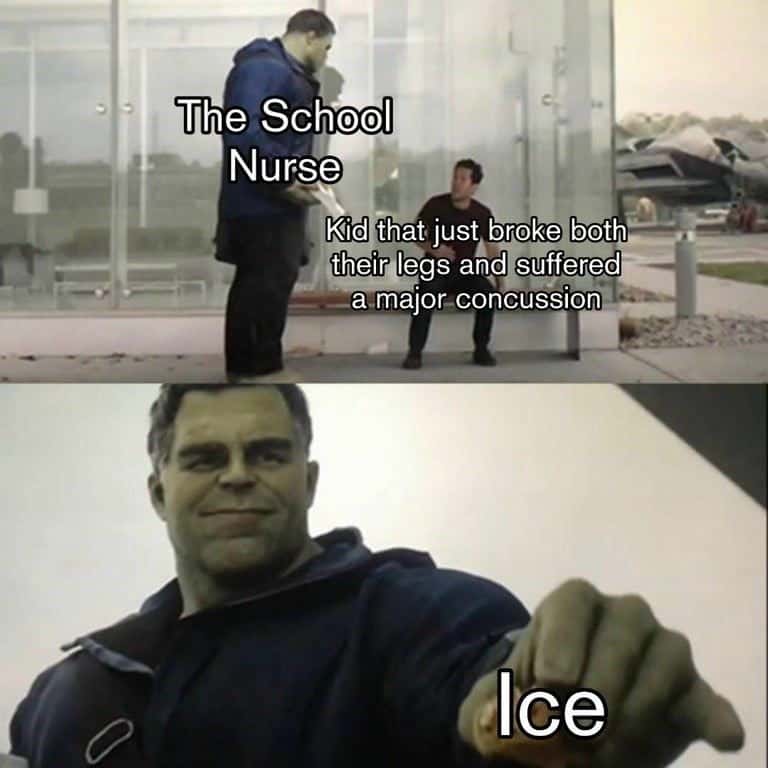 Hulk taco meme gives ice for broken legs concussion Hulk taco meme gives ice for broken legs concussion