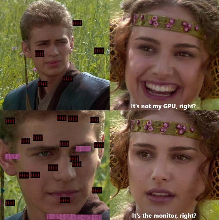 Anakin and padmé meme gpu issue blamed on monitor