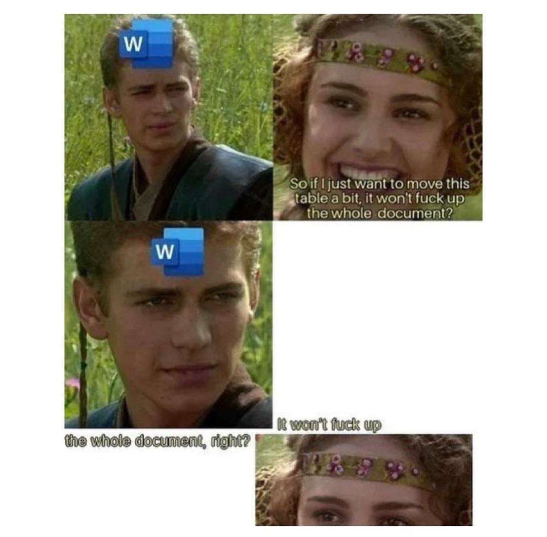 Anakin and Padmé meme moving table ruins document