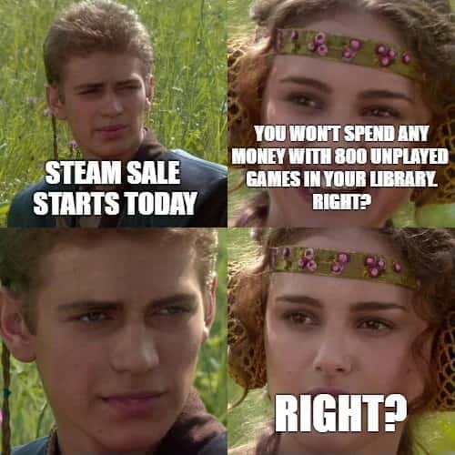 Anakin and Padmé meme steam sale buying games right