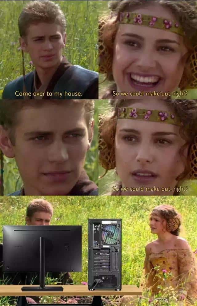 Anakin and Padmé meme make out invite turns into gaming