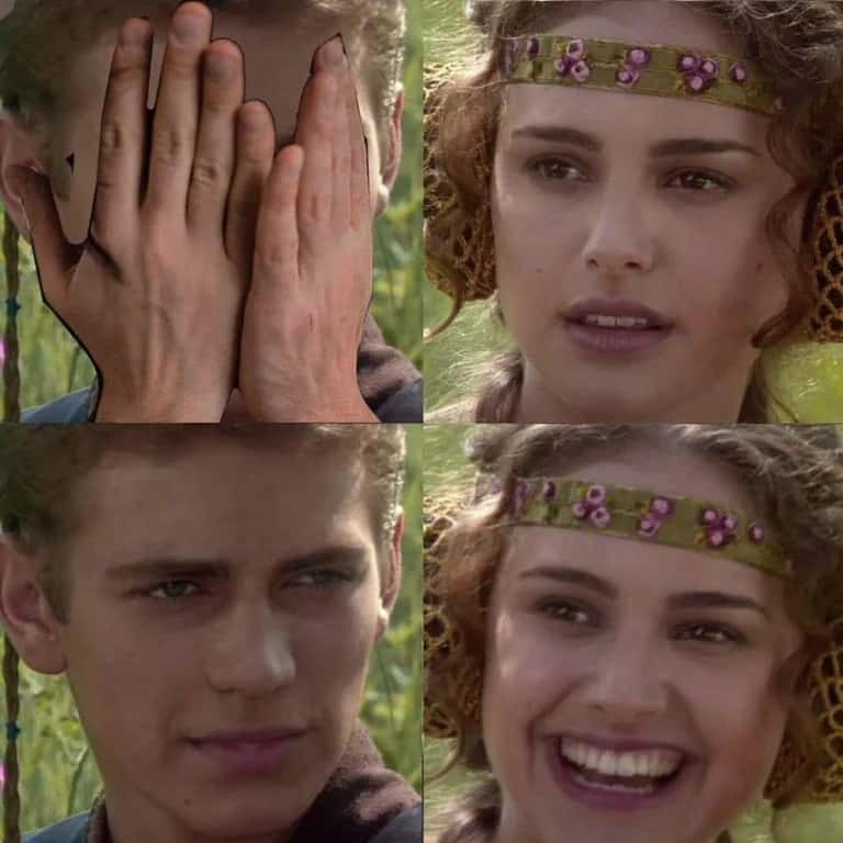 Anakin and Padmé meme face reveal awkward relief