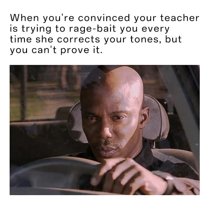 Doakes sus meme giving suspicious stare when you suspect your teacher rage baits you but can't prove it