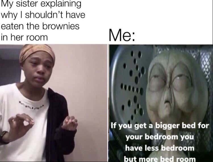 Sister explaining meme reaction to eating brownies Sister explaining meme reaction to eating brownies