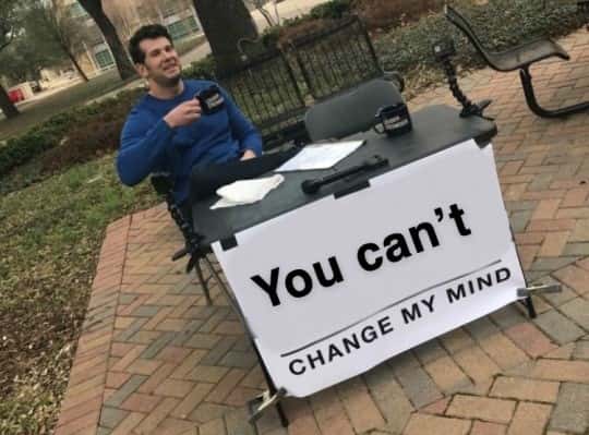 Change my mind meme drinking coffee