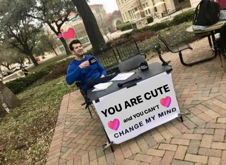 Change my mind meme calls you cute