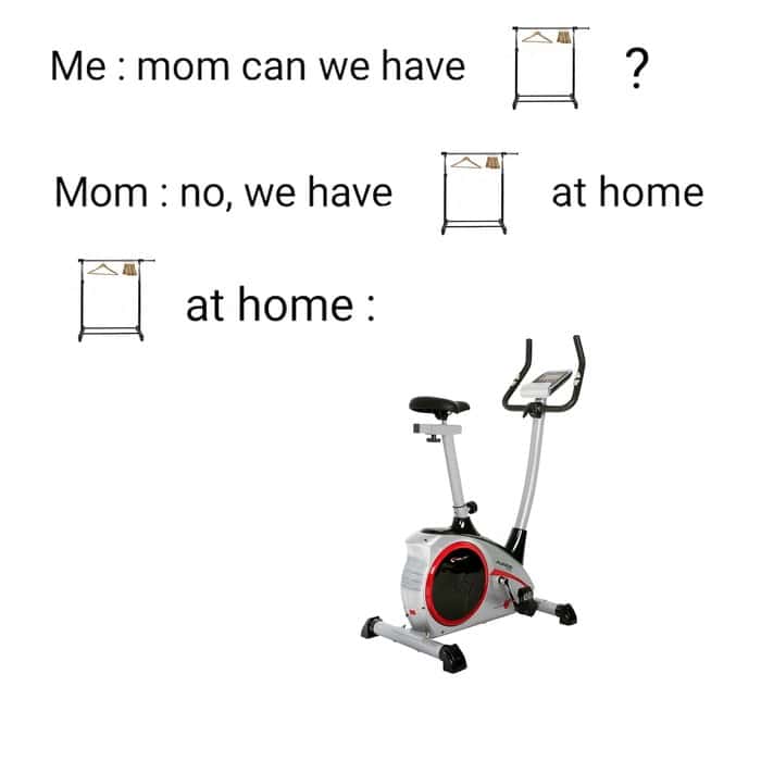We have rack at home meme asks for rack gets bike