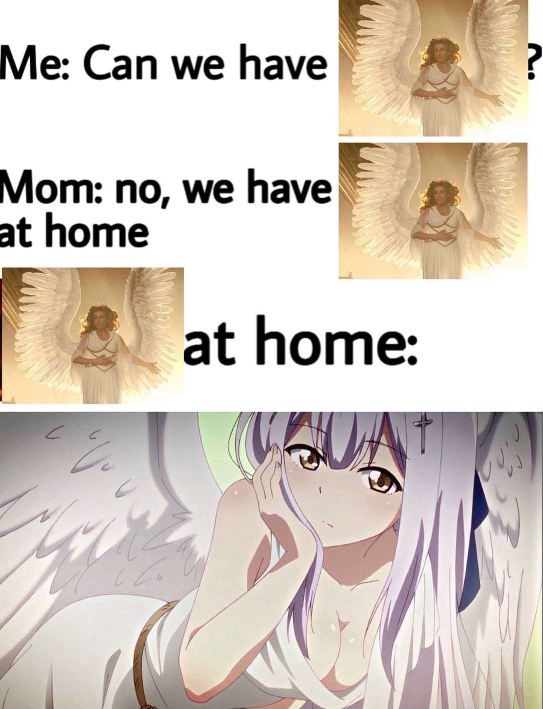 We have an angel at home meme funny anime vs real comparison