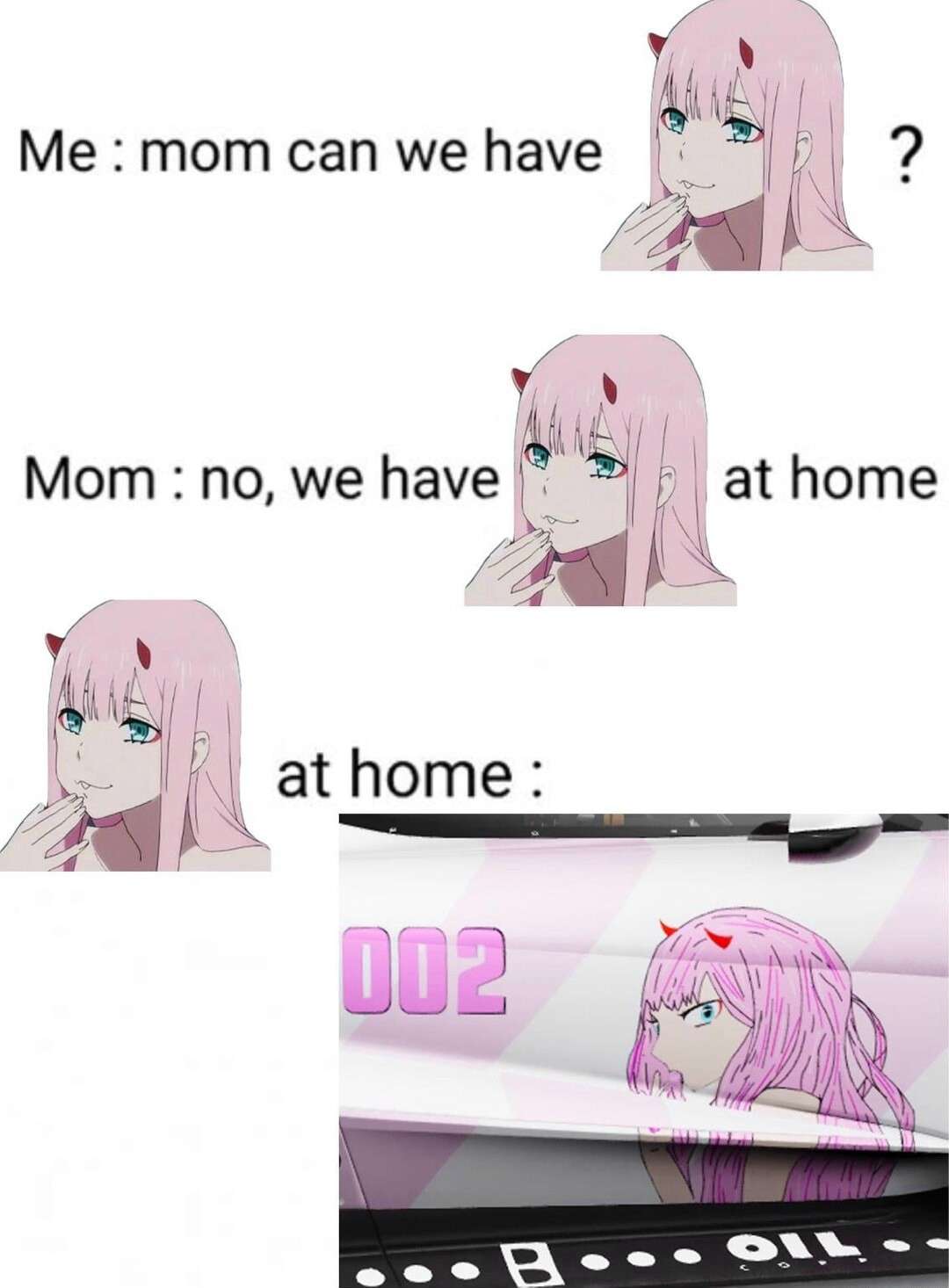 We have zero two at home meme bootleg car decal reveal