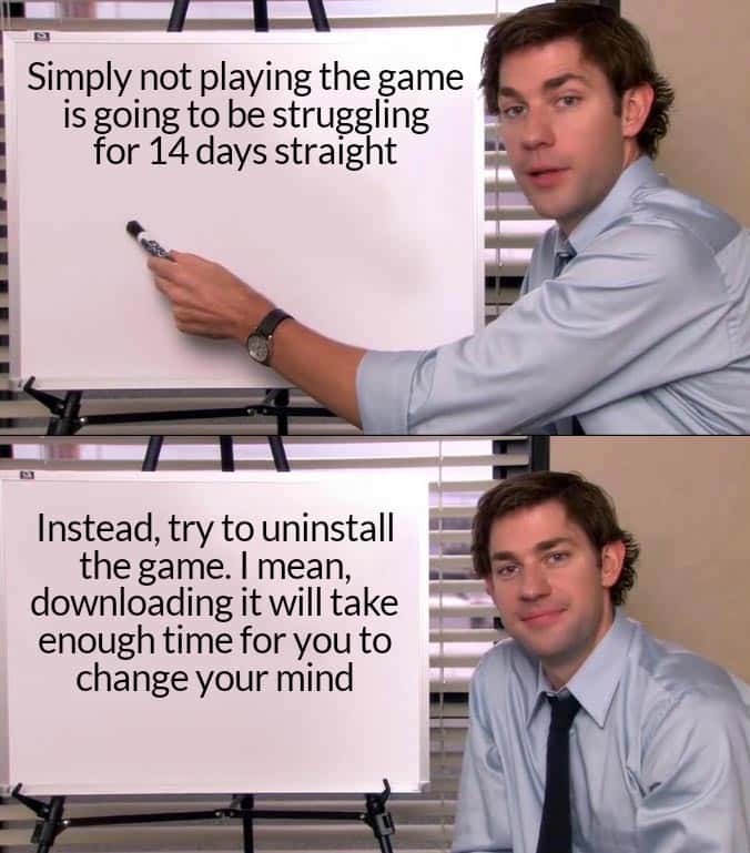 Jim halpert explains meme clever trick to uninstall game instead of struggling 14 days to quit playing