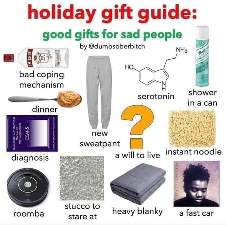 Holiday Gift Guide for Sad People: Memes, Jokes, and Dark Humor Gifts
