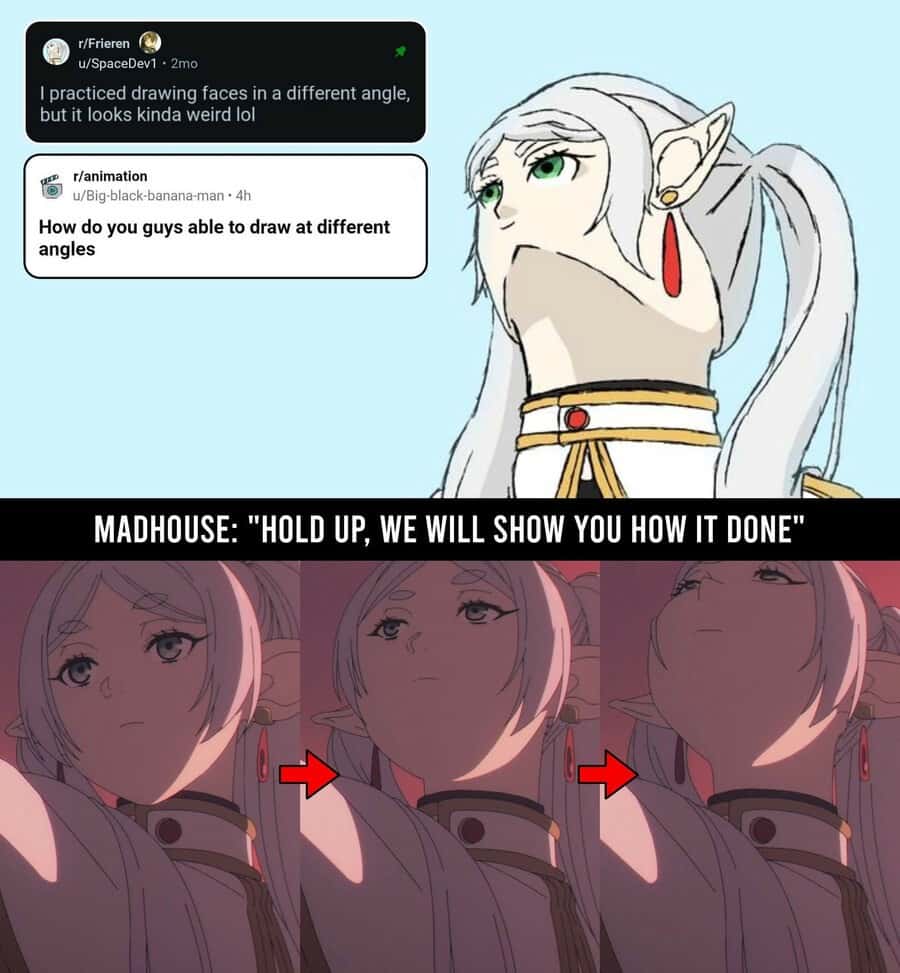 Frieren Drawing Angles Meme: Madhouse Shows How It's Done