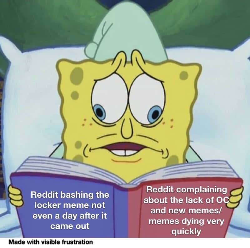 The SpongeBob Cross Eyed meme bashing memes then whining