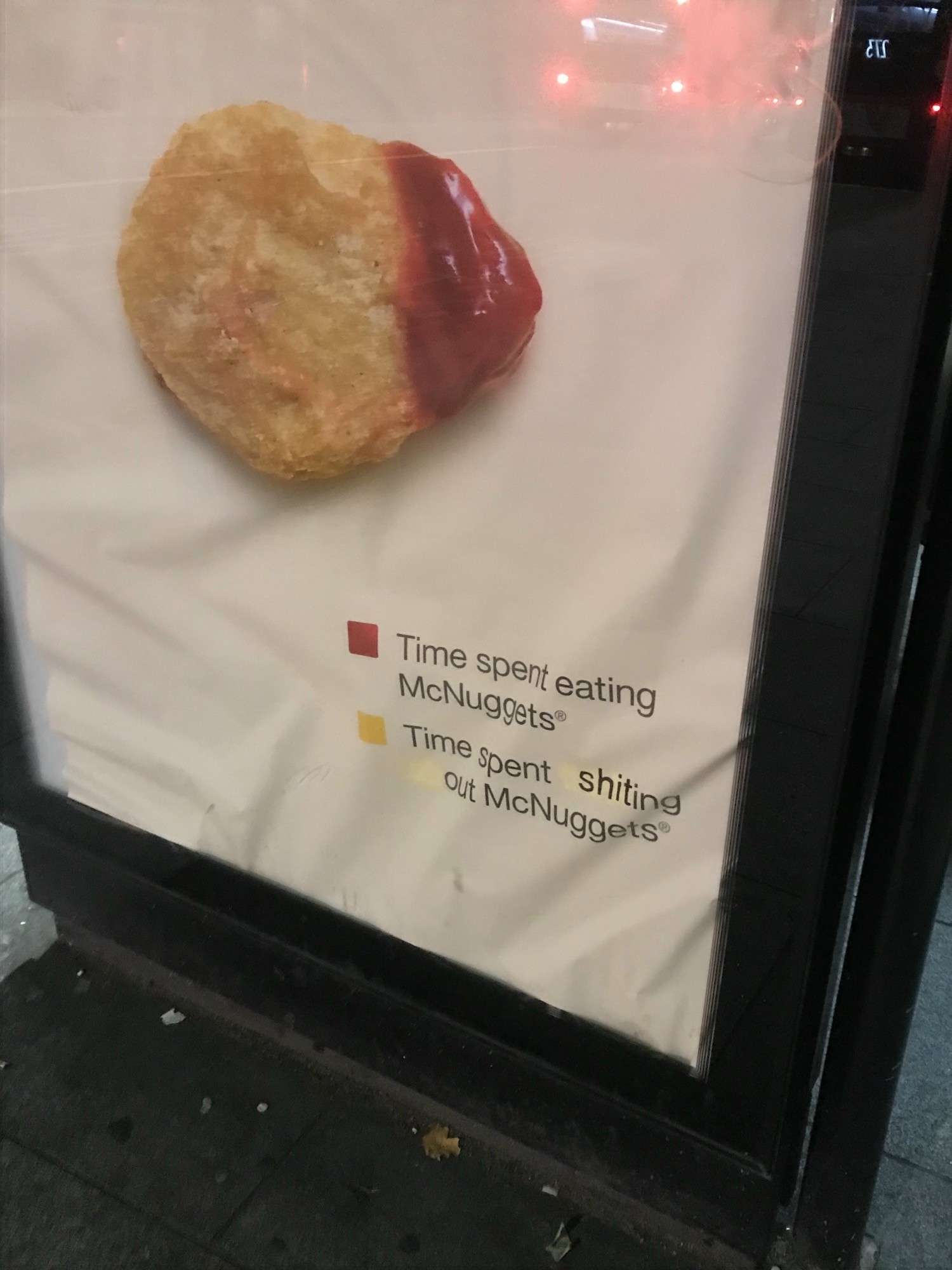 Time spent eating McNuggets / Time spent shiting out McNuggets