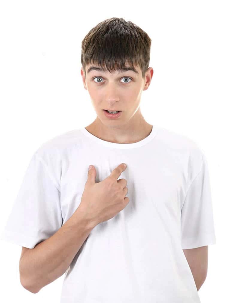 Guy pointing at himself meme template
