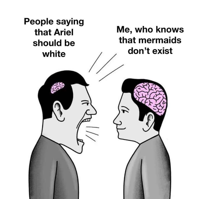 Small brain yelling at big brain meme arguing ariel race Small brain yelling at big brain meme arguing ariel race
