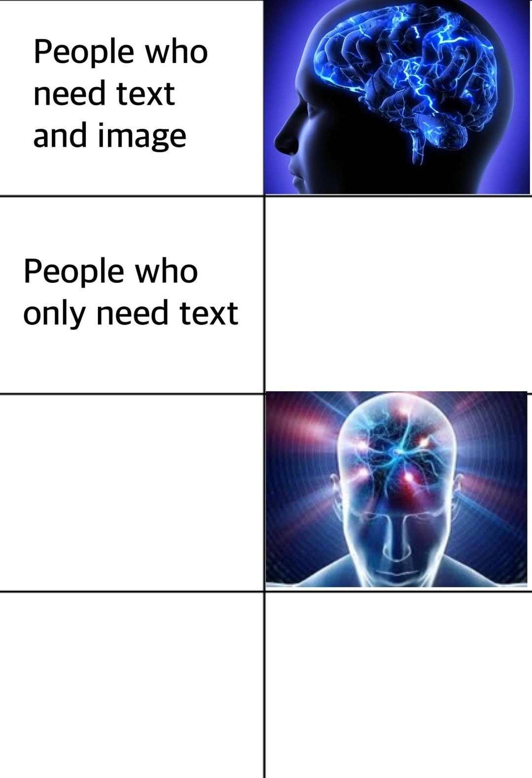 Expanding brain meme prefer text to image