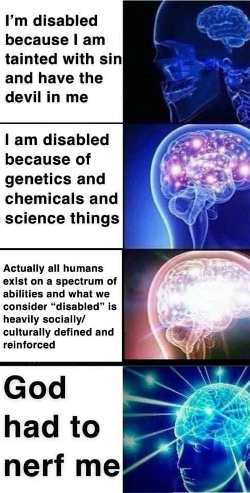 Expanding brain meme god nerfed me