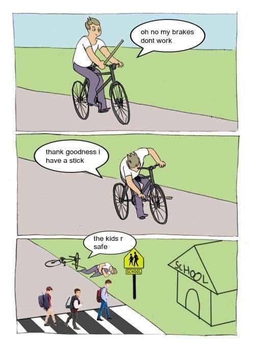 Bike fall meme crashes to save kids Bike fall meme crashes to save kids