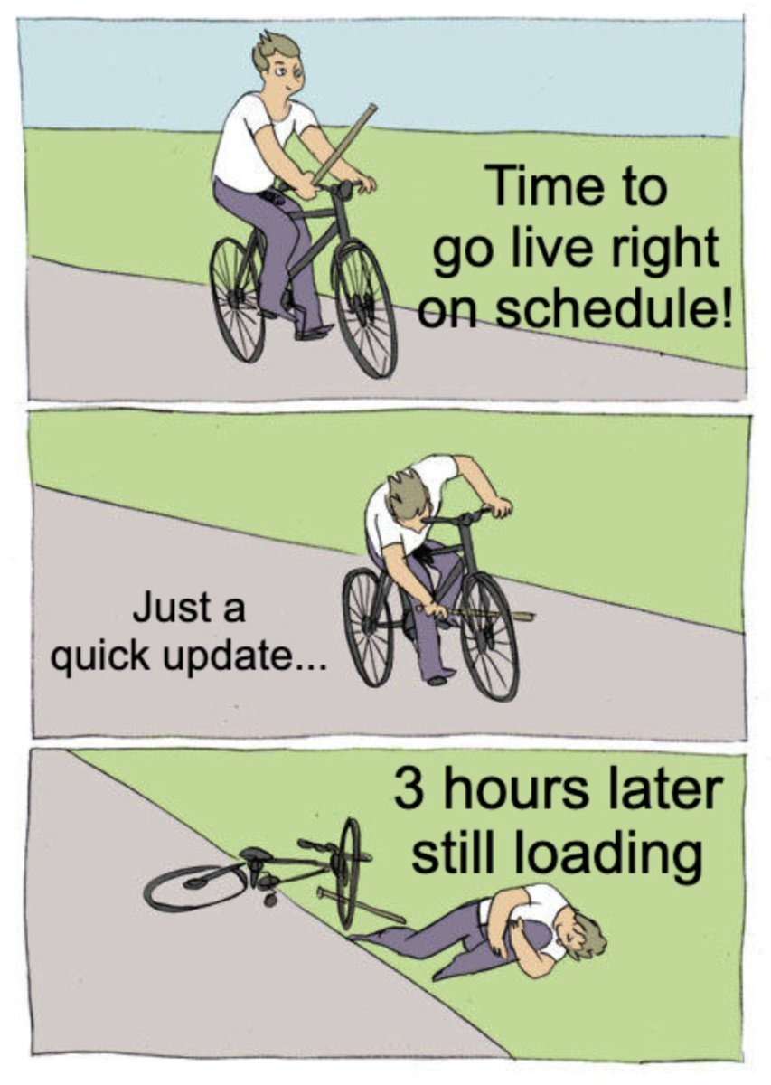 Bike fall meme stuck loading after scheduled live update Bike fall meme stuck loading after scheduled live update