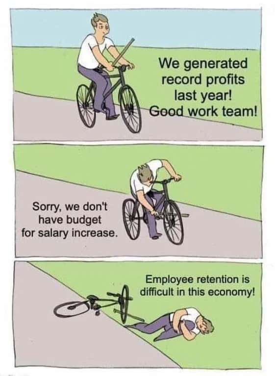 Bike fall meme no salary raise after record profits Bike fall meme no salary raise after record profits