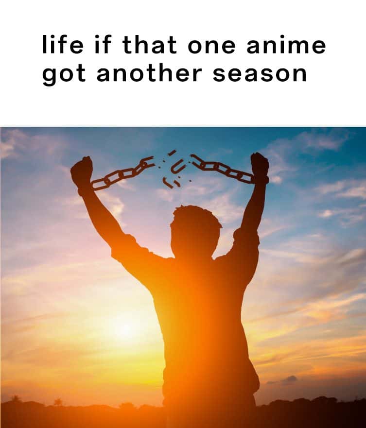 Man breaking chains meme new anime season