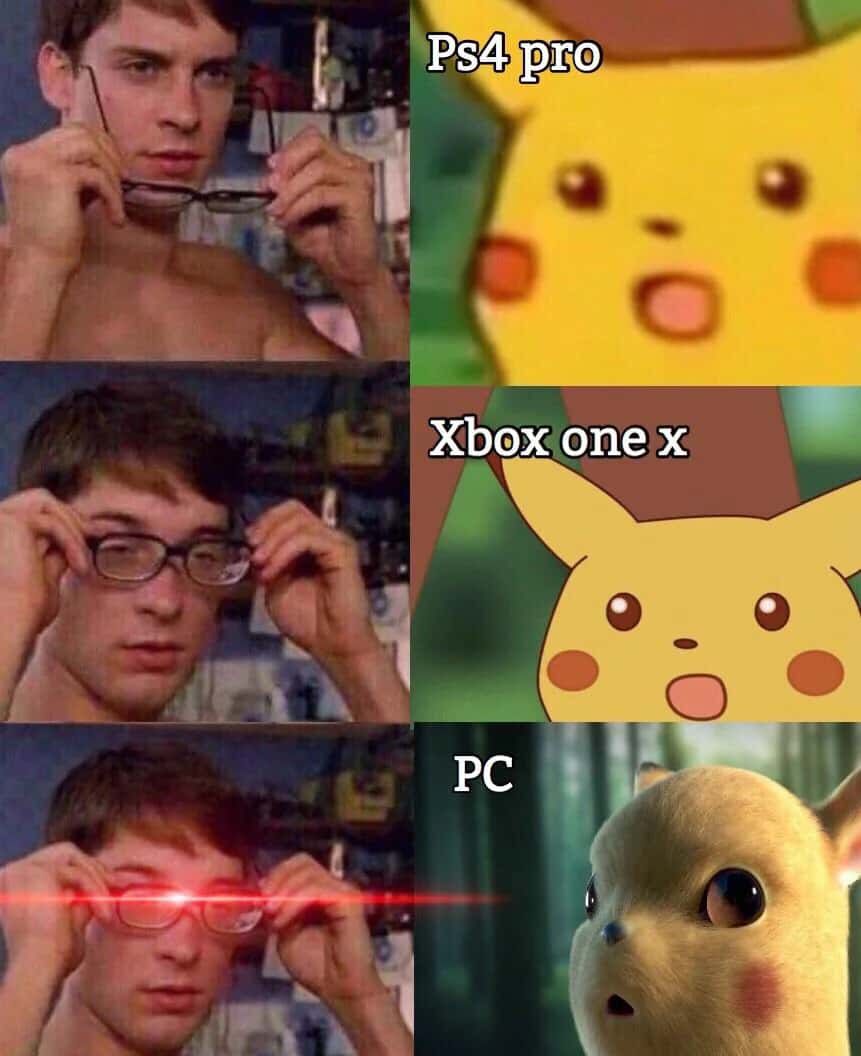 Spider-man glasses meme shocked at game consoles