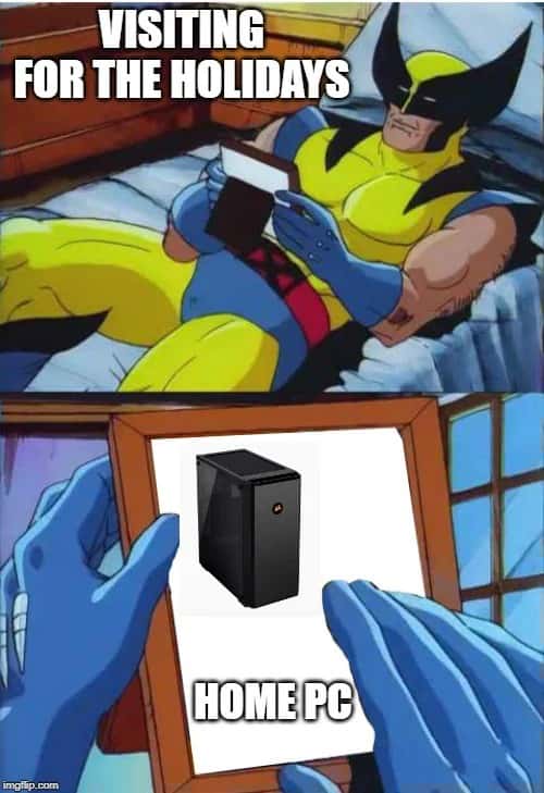 Wolverine remembers meme missing home pc on holiday