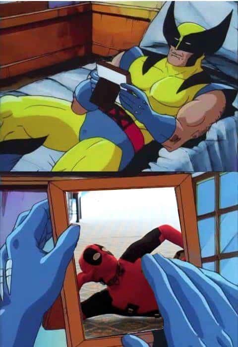 Wolverine remembers meme looking at deadpool photo