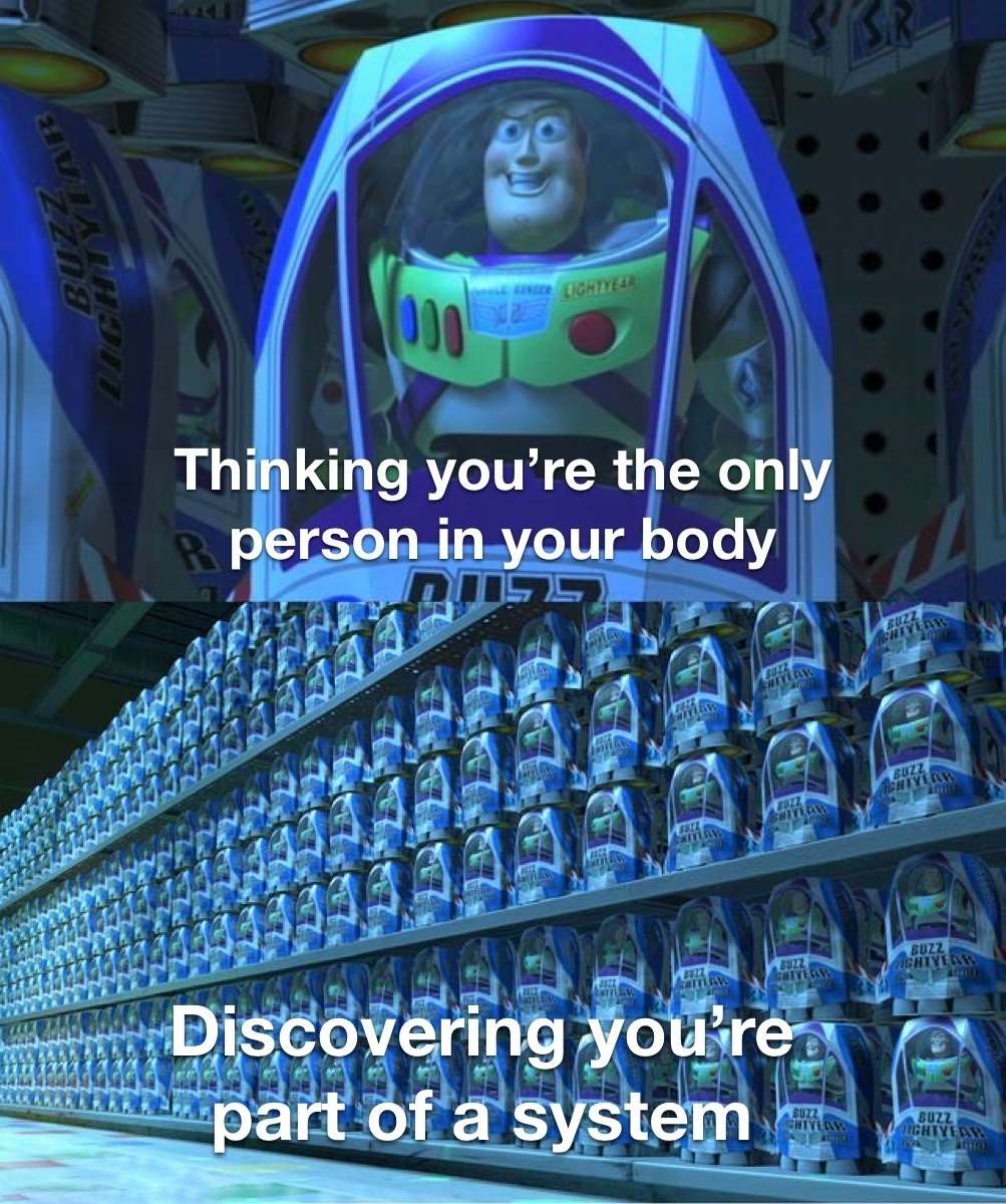 Buzz lightyear clones meme discovering you are part of a system Buzz lightyear clones meme discovering you are part of a system